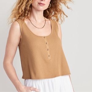 Thermal-Knit Cropped Henley Tank